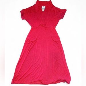 Rare Vintage REBE by Debra Weiss Red Empire Waist Dress Handmade Lagenlook S/M